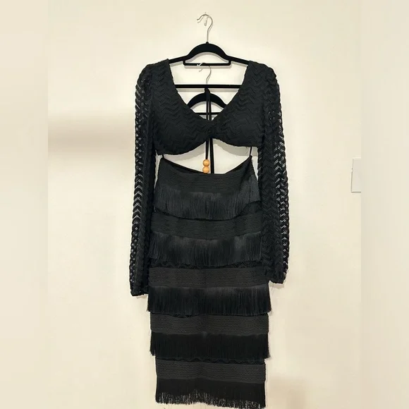 Fringe Skirt Set Black - Picture 1 of 6
